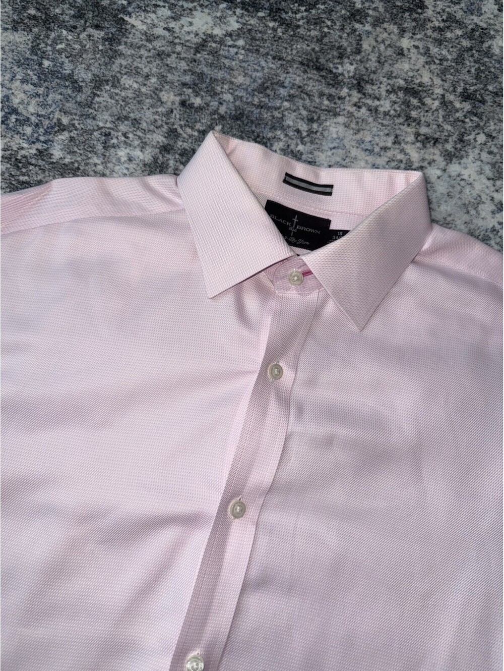 Black Brown 1826 Mens 18 34/35 Pink Tailored Fit Cotton Dress Shirt